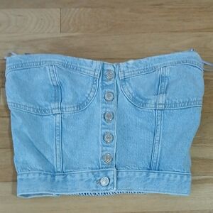 Zara Light Blue Denim Top XS